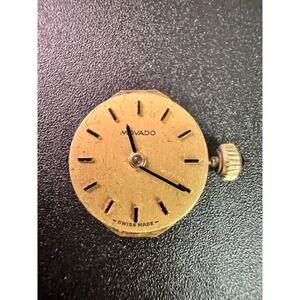 Movado Vintage Watch Movement Gold Dial Ronda 4 Jewels Swiss Made Untested